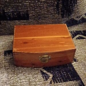 4/$40 Wooden Storage Box with Brass Latch & Mirror Inside